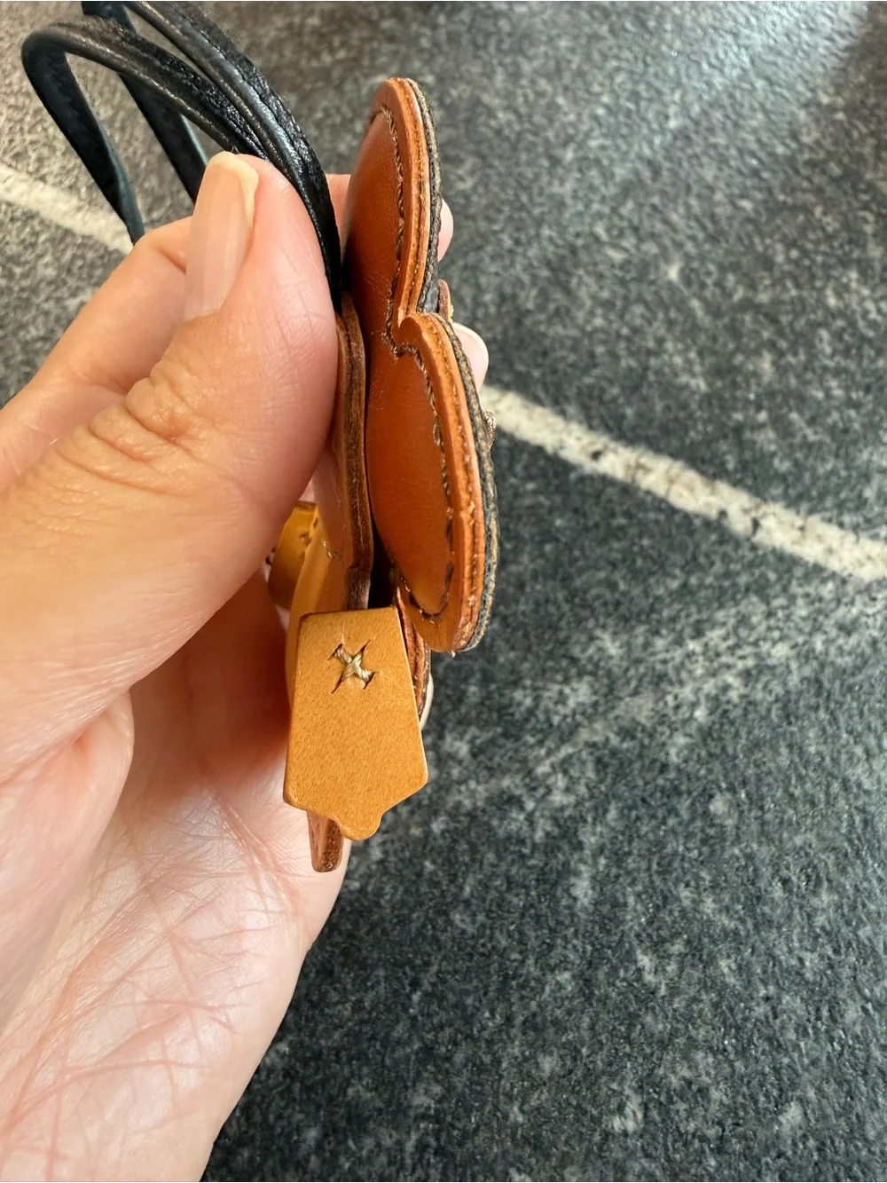 Vivienne keychain made of LV canvas print